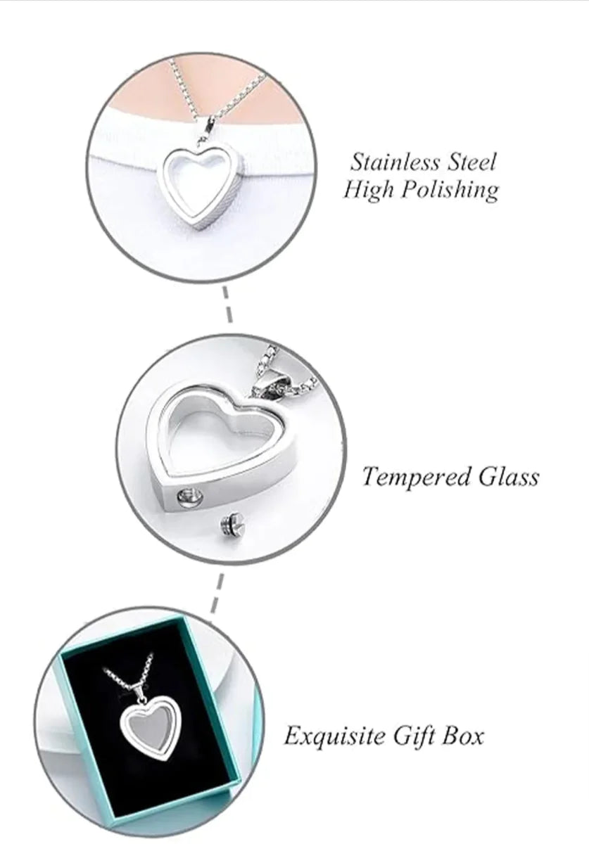 Heartfelt Remembrance: Stainless Steel Heart-Shaped Cremation Pendant - TrendoraX