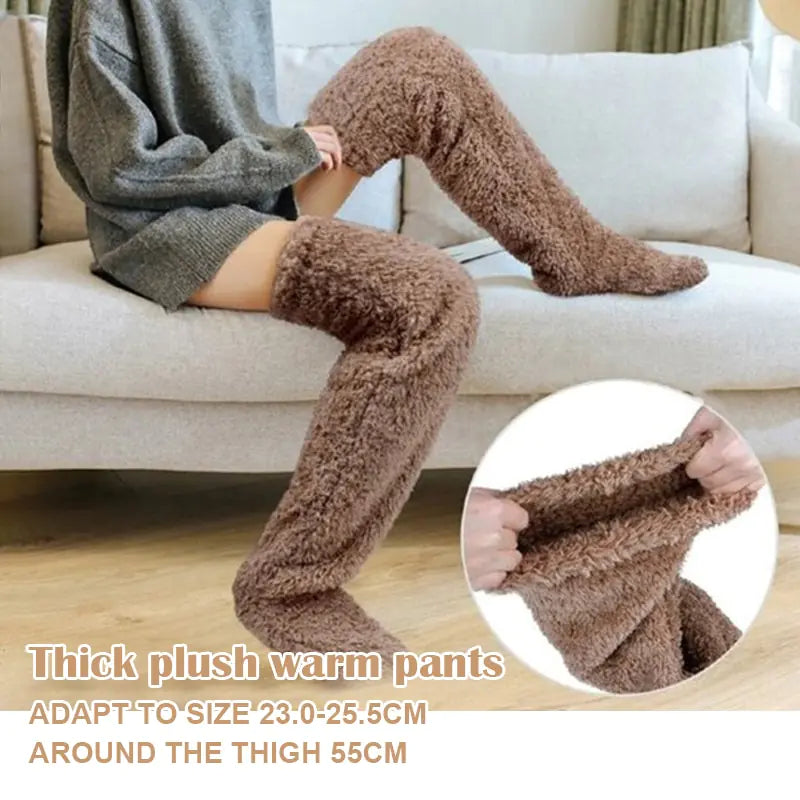 Over Knee High Fuzzy Long Socks - TrendoraX