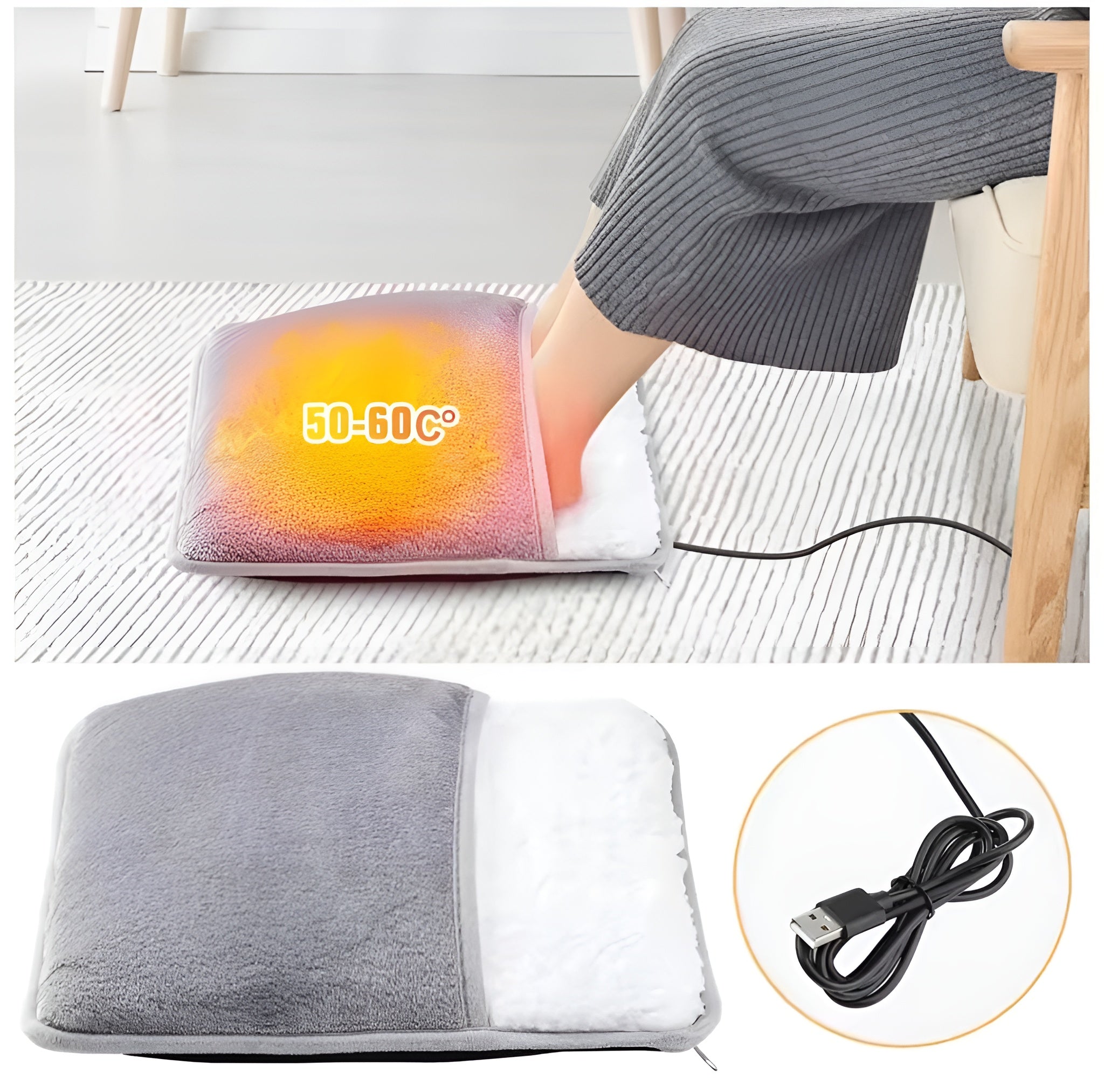 USB Electric Foot Warmer – Warm Feet in Minutes | Soft Heated Pad for Winter